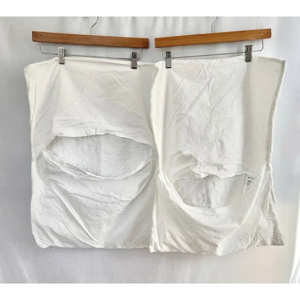 TWO West Elm Parquet Standard Shams Crisp White Decor Sham Geometric Classic